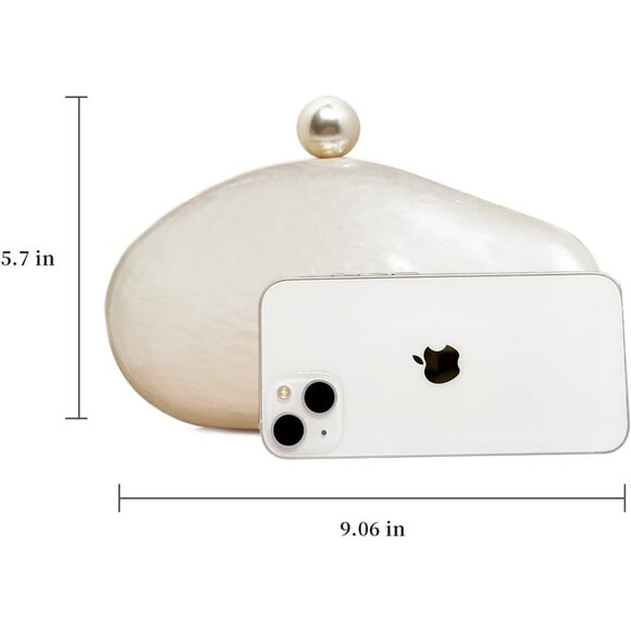 Acrylic Evening Clutch Purse for Women Dark Green Pearl Chain Chic Handbag - Picture 5 of 8